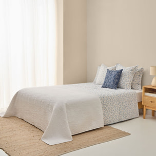 Sábana de algodón 180 hilos flores Resplena color azul 100% Algodón percal