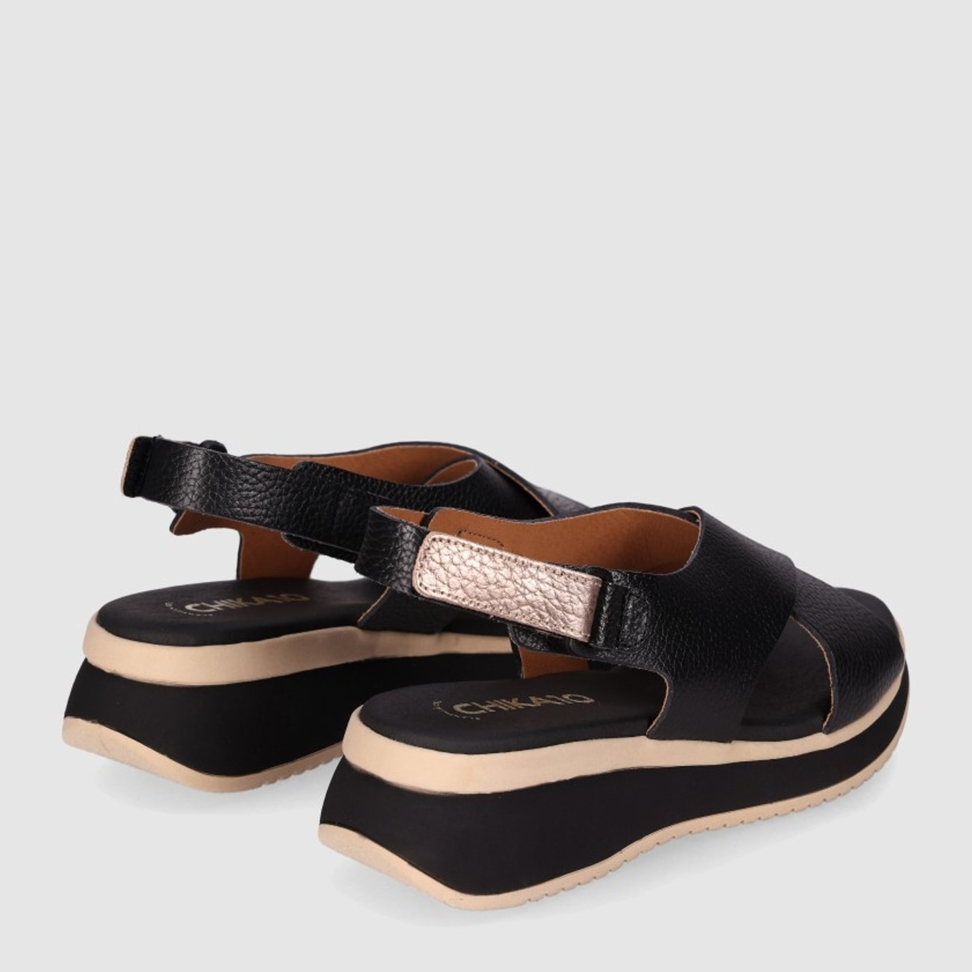 Sandalias de Piel - Negro - Tacón: 4 cm
