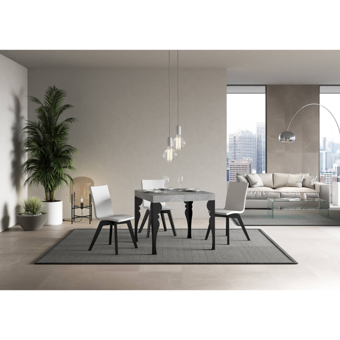 Table extensible 90x90/246 cm Paxon Premium Gris Béton cadre Anthracite