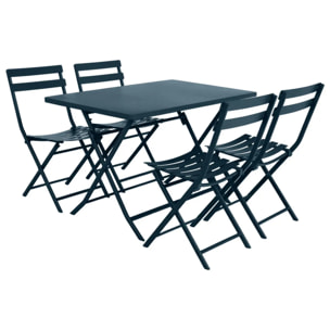 Table de jardin pliante rectangulaire "Greensboro" pétrole 4 places en acier traité époxy