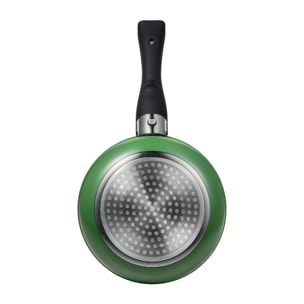 juego de 3 cazos ø16ø18ø20cm aluminio prensado en 3 colores + mango extraíble