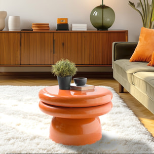 HORTENSE - Table d'appoint design en fer couleur orange fluo