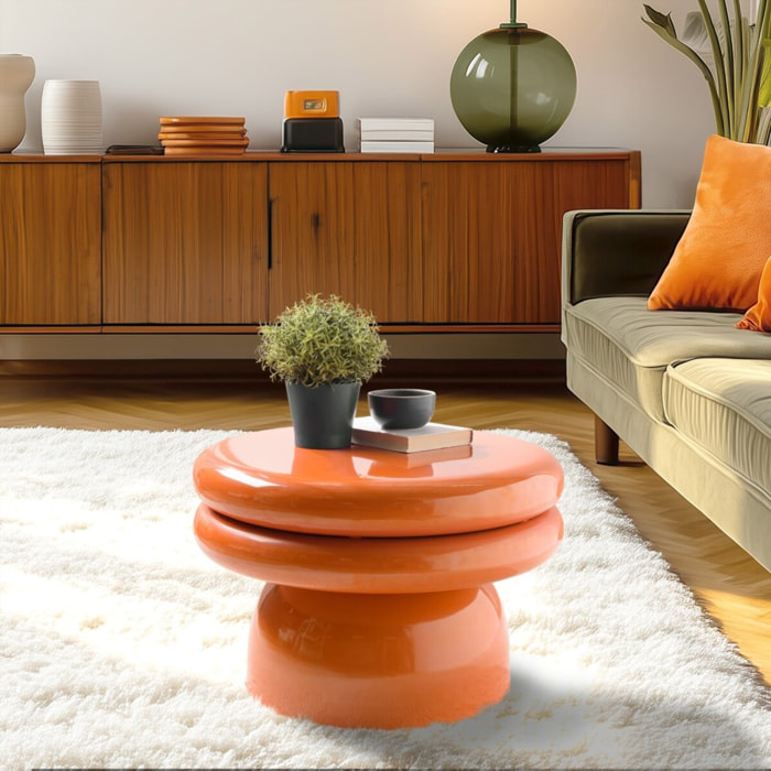 HORTENSE - Table d'appoint design en fer couleur orange fluo