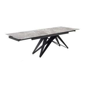 Table extensible céramique gris marbré 180/260 cm - 8 piètements - UNIK