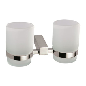 Multi set double pot à brosse à dent + distributeur de savon en verre dépoli + porte-serviettes, chrome (ELEMULTI-SET6)