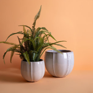 Set 2 vaso rotondo - Colore Crema - 27,5xH24x27,5cm - Bianchi Dino