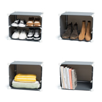 Scarpiera modulare portatile - 28 paia - grigio - 84x128x32 cm