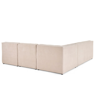 Ellie - canapé modulable d'angle réversible 5 places en velours texturé - Beige