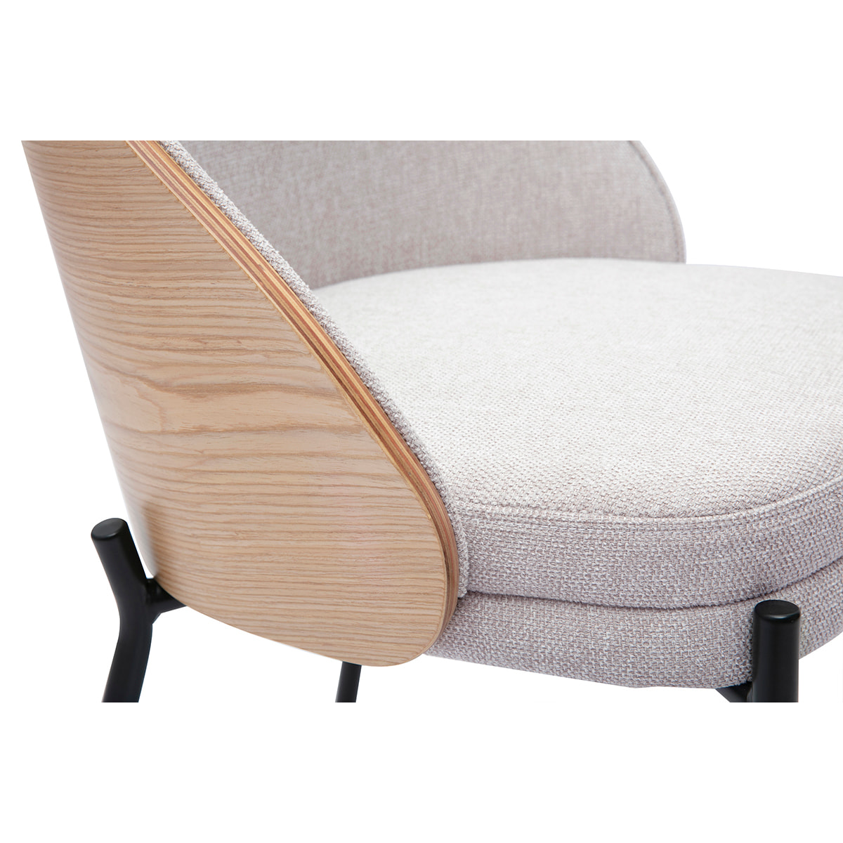 Chaises en tissu effet velours texturé beige, bois clair et métal (lot de 2) TUCSON