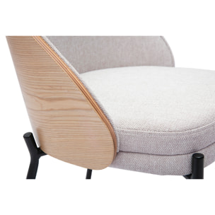 Chaises en tissu effet velours texturé beige, bois clair et métal (lot de 2) TUCSON