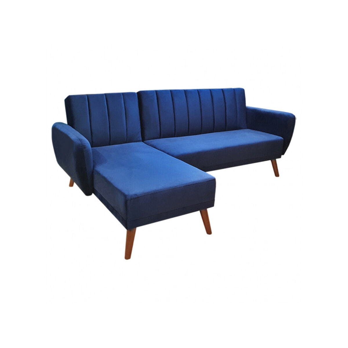 Canapé d'angle réversible et convertible velours bleu - TEDDY