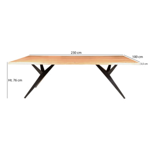 Table en bois d'acacia et pieds en métal noir 230cm HAMER