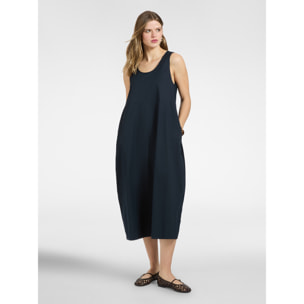 Elena Mirò - Vestido barrel en popelín - Azul