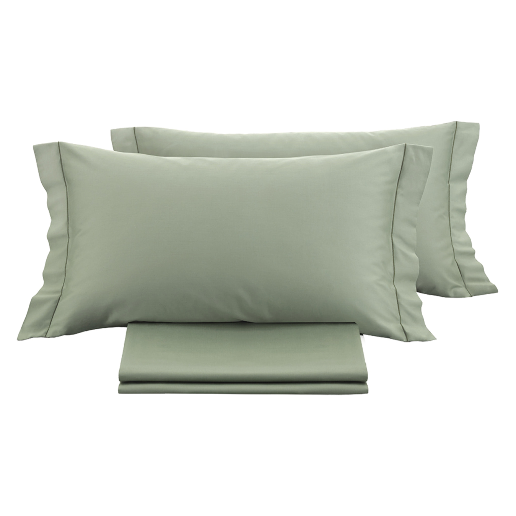 Parure copripiumino in raso tinta unita salvia