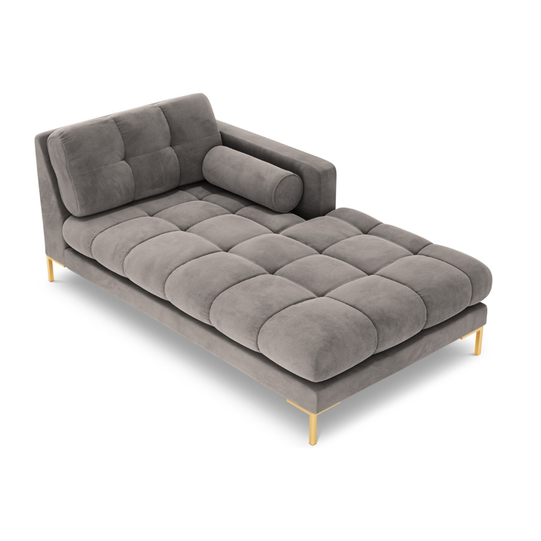 Méridienne droite "Bali" en velours gris clair