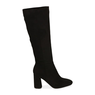 Botas negras de microfibra, tacón 9 cm