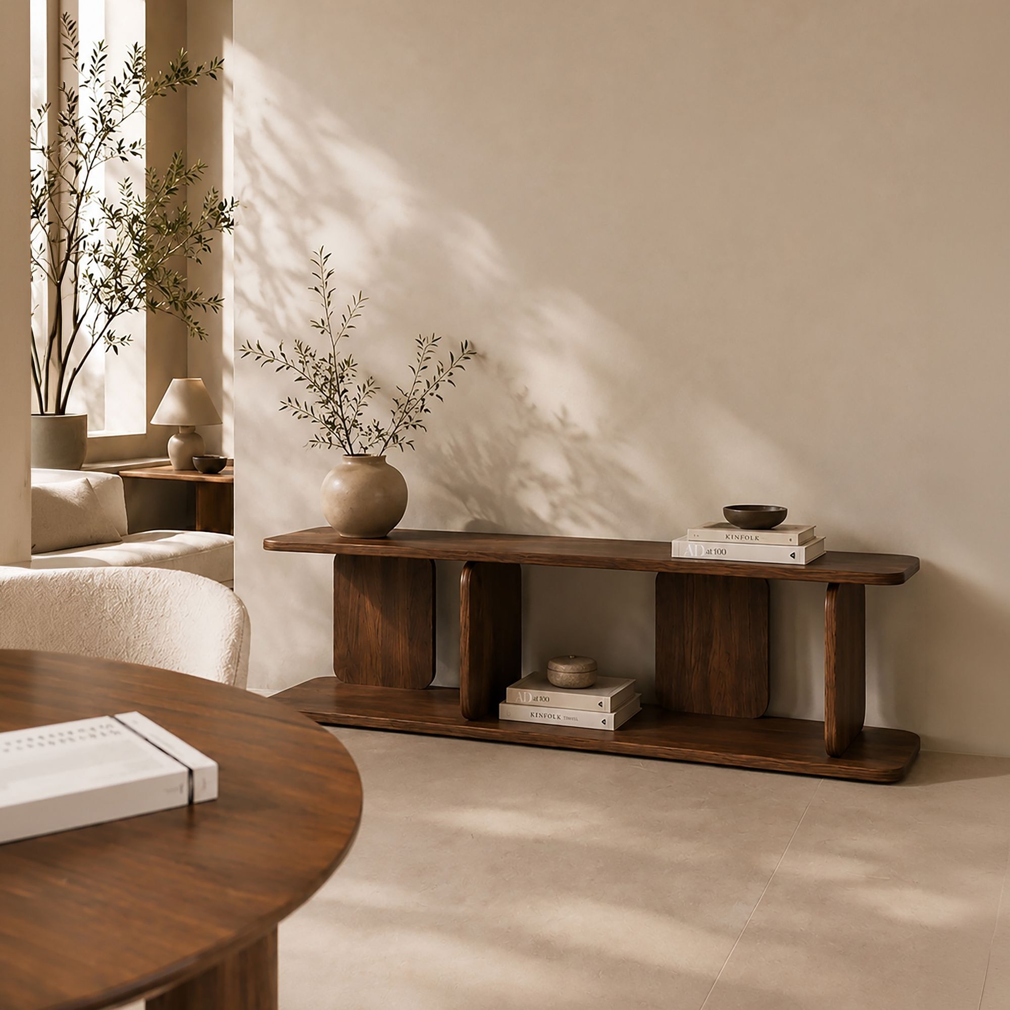Meuble d'appoint effet bois marron OREE