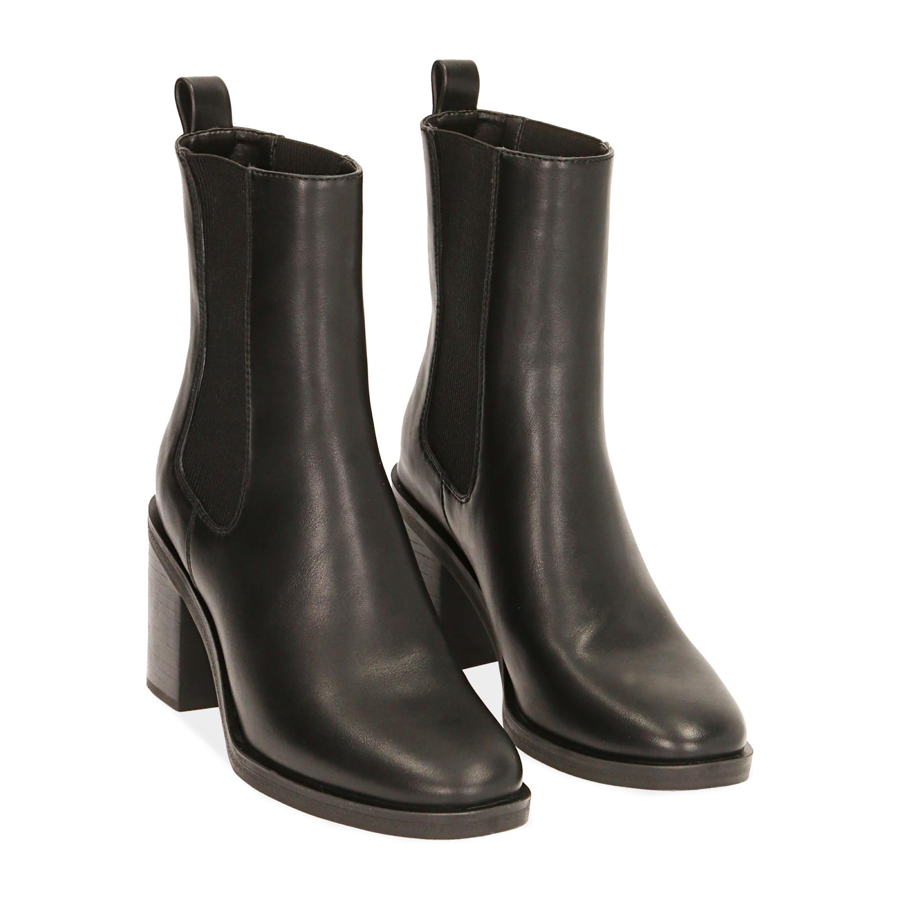 Chelsea boots neri, tacco 8 cm