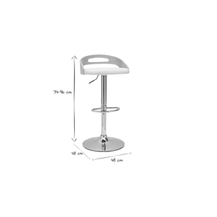 Tabouret de bar réglable design blanc et bois clair MANO