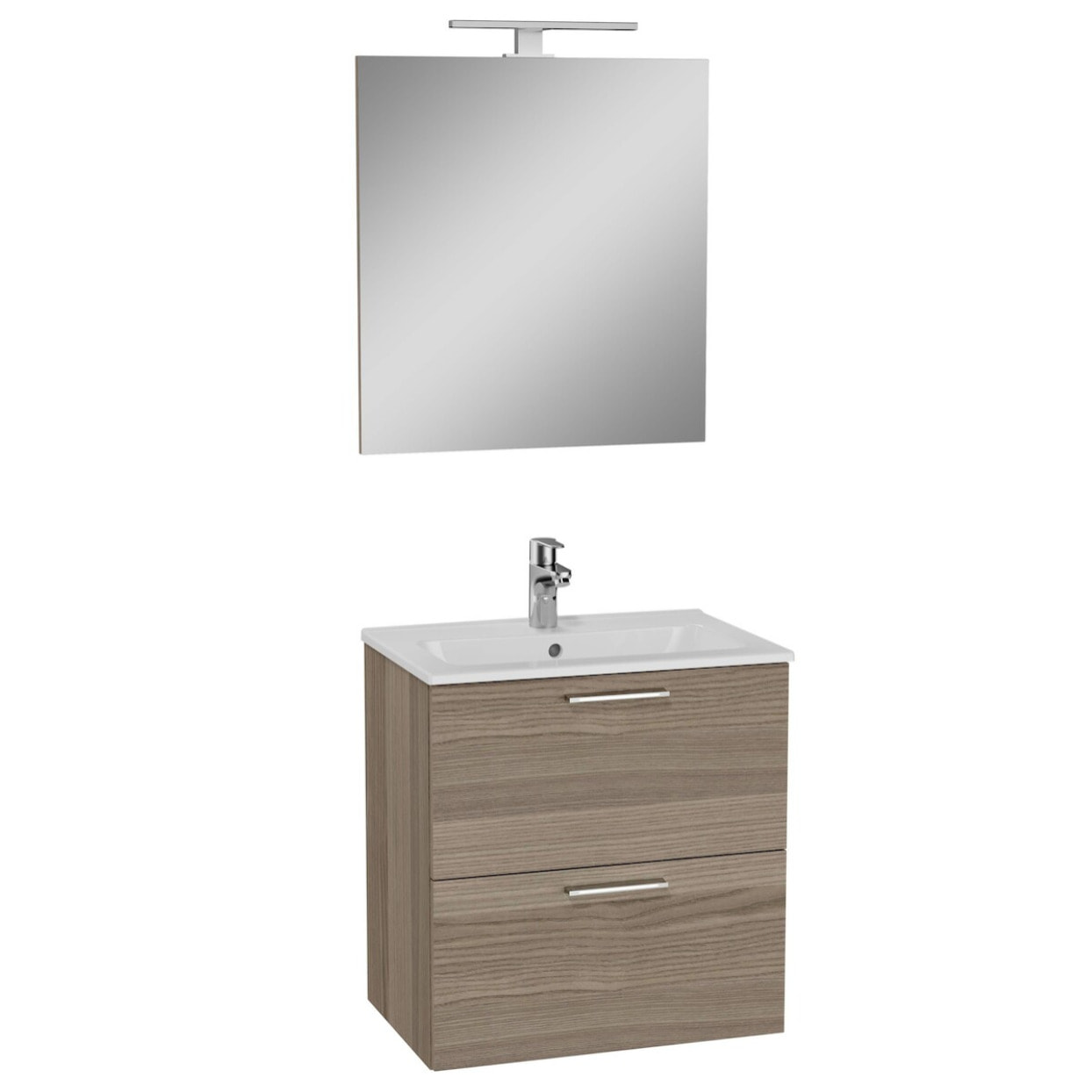 Mia ensemble avec meuble préassemblé 59x61x39,5 cm + miroir + lavabo en céramique + éclairage LED, Cordoba (MIASET60C)