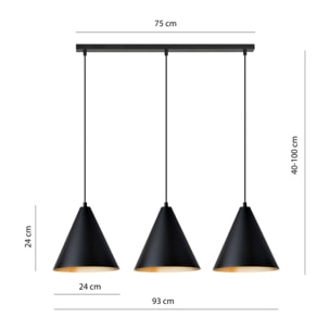 Lampada a sospensione REBEL in acciaio nero e oro