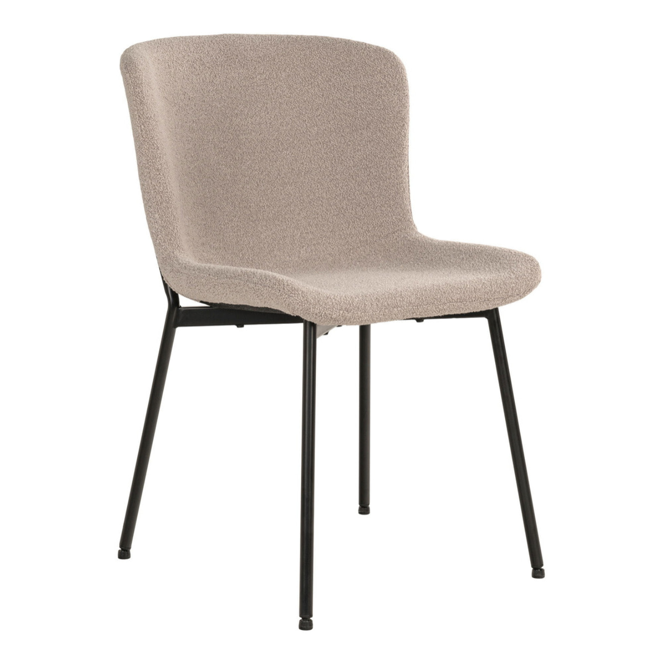 Set 2 sedie da pranzo Maceda in bouclé beige con gambe nere 48x59x83 cm