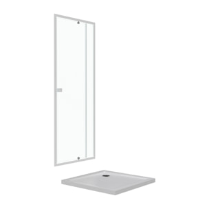 Pack porte de douche pivotant blanc de 78 à 90x185cm + receveur 90x90 - WHITY PIVOT
