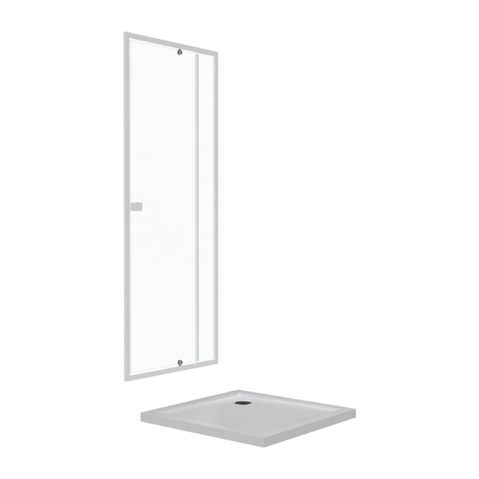 Pack porte de douche pivotant blanc de 78 à 90x185cm + receveur 90x90 - WHITY PIVOT