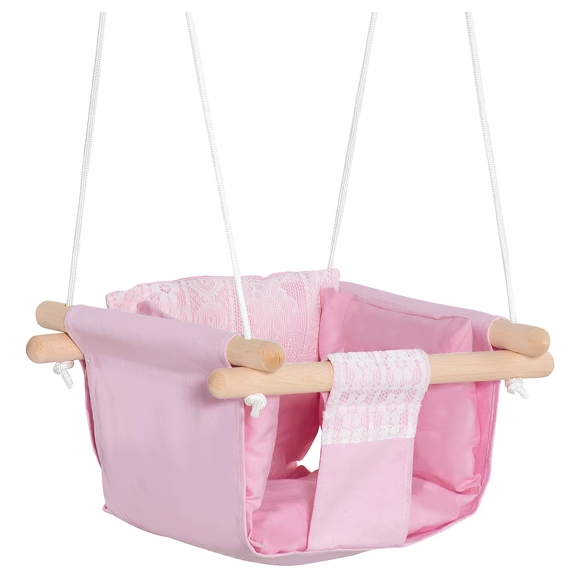 Columpio Bebé Altura Ajustable con Cinturón de Seguridad 80 kg 40x40x180 cm Rosa