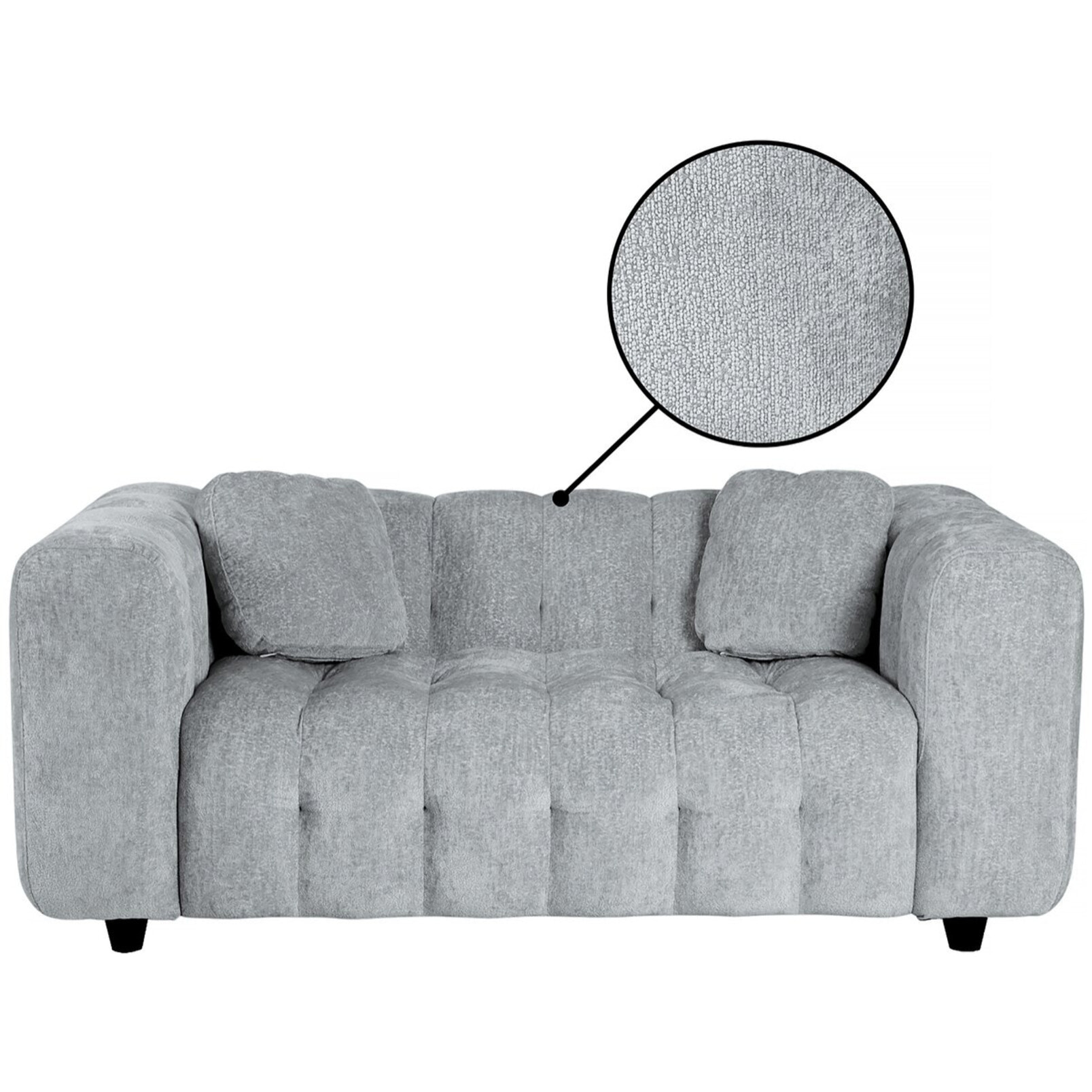 Canapé droit en tissu chenille "Vendome" - 2 places - Gris