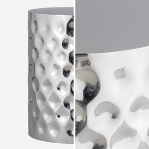 Table d'appoint. bout de canapé. table de chevet acier émaillé chromé Ø33 x H 41cm - Mira