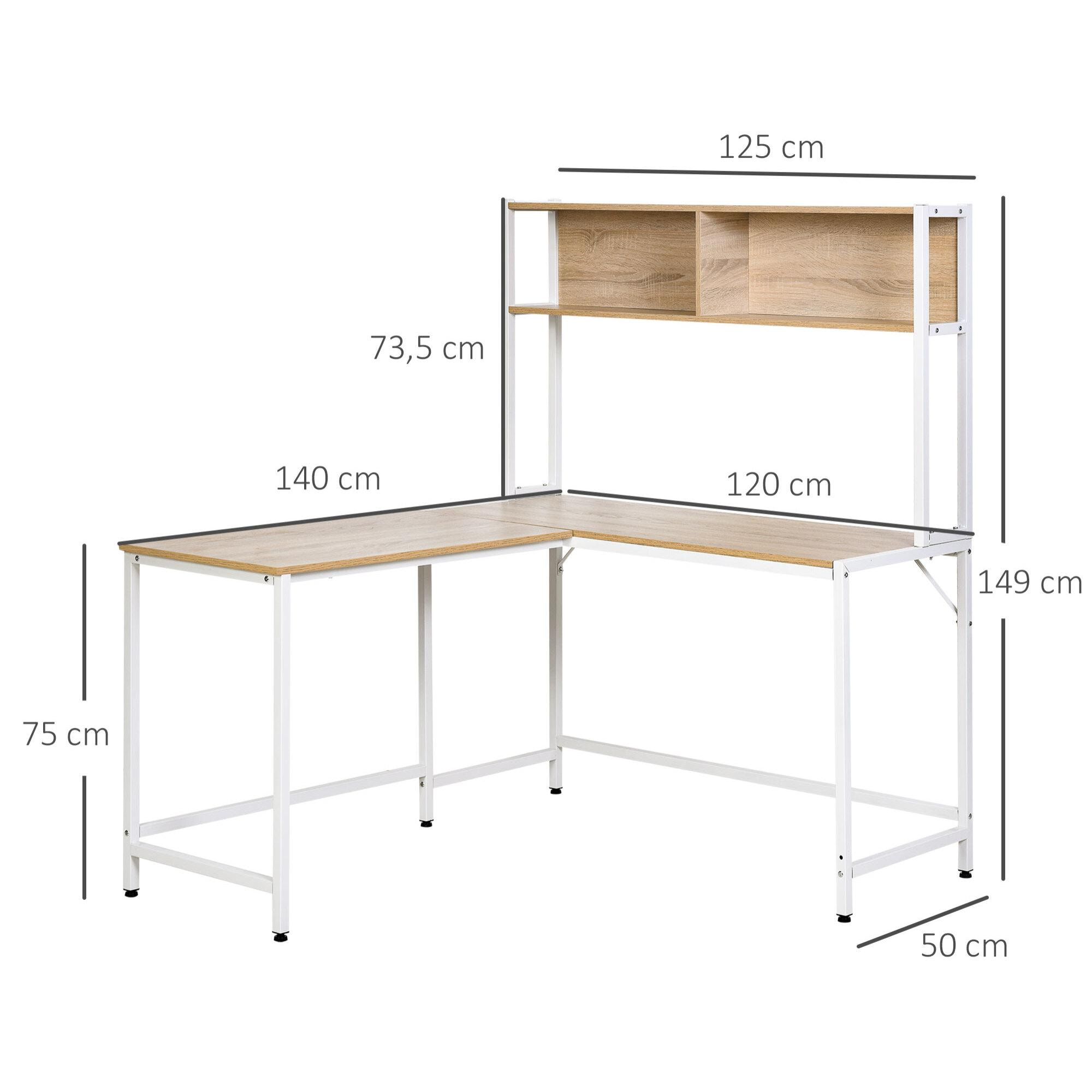 Mesa de Ordenador en Forma L con Estante Abierto 140x125x149cm