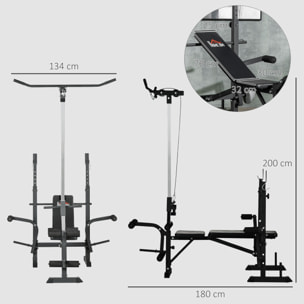 Banco de Pesas Multifuncional Banco de Musculación Ajustable en 6 Posiciones para Entrenamiento de Cuerpo Completo en Gimnasio Casa Carga 150 kg 180x134x200 cm Plata y Negro