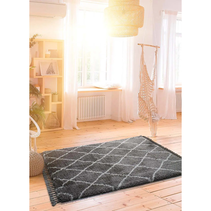 SAMIRA Alfombra shaggy bereber gris, varias medidas disponibles.
