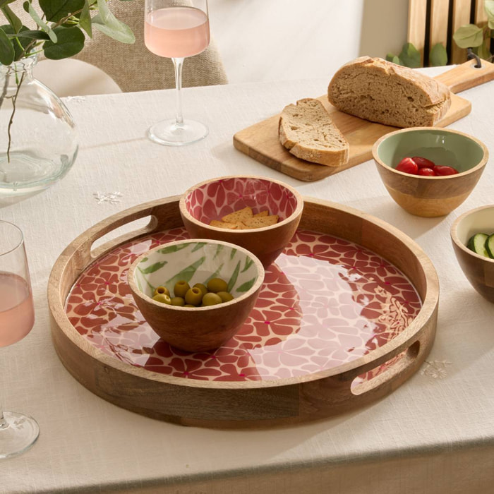 Plateau rond Inaya D38cm terracotta et manguier