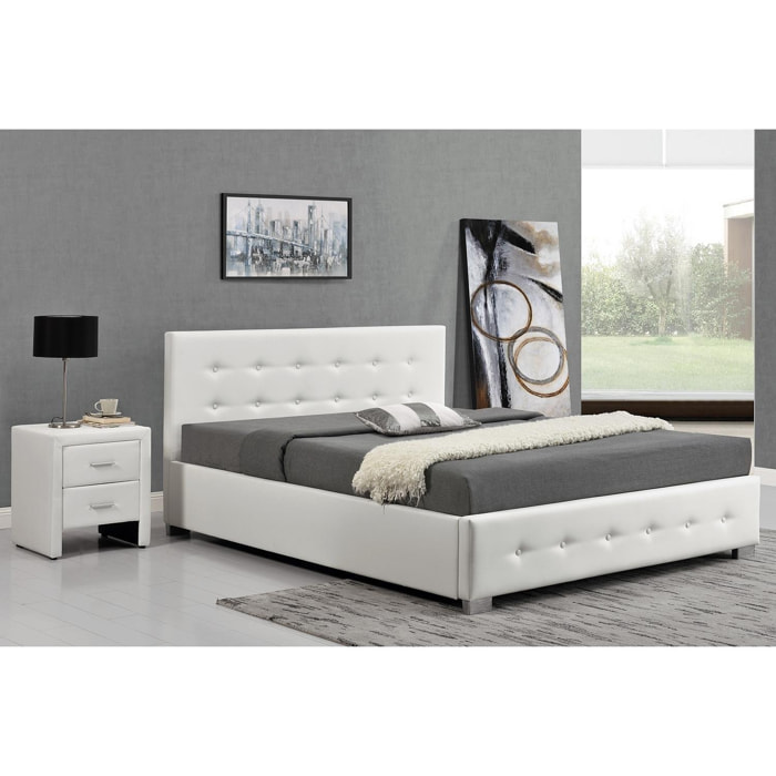 Structure de lit avec coffre 140 x 190 cm blanc BILBAO