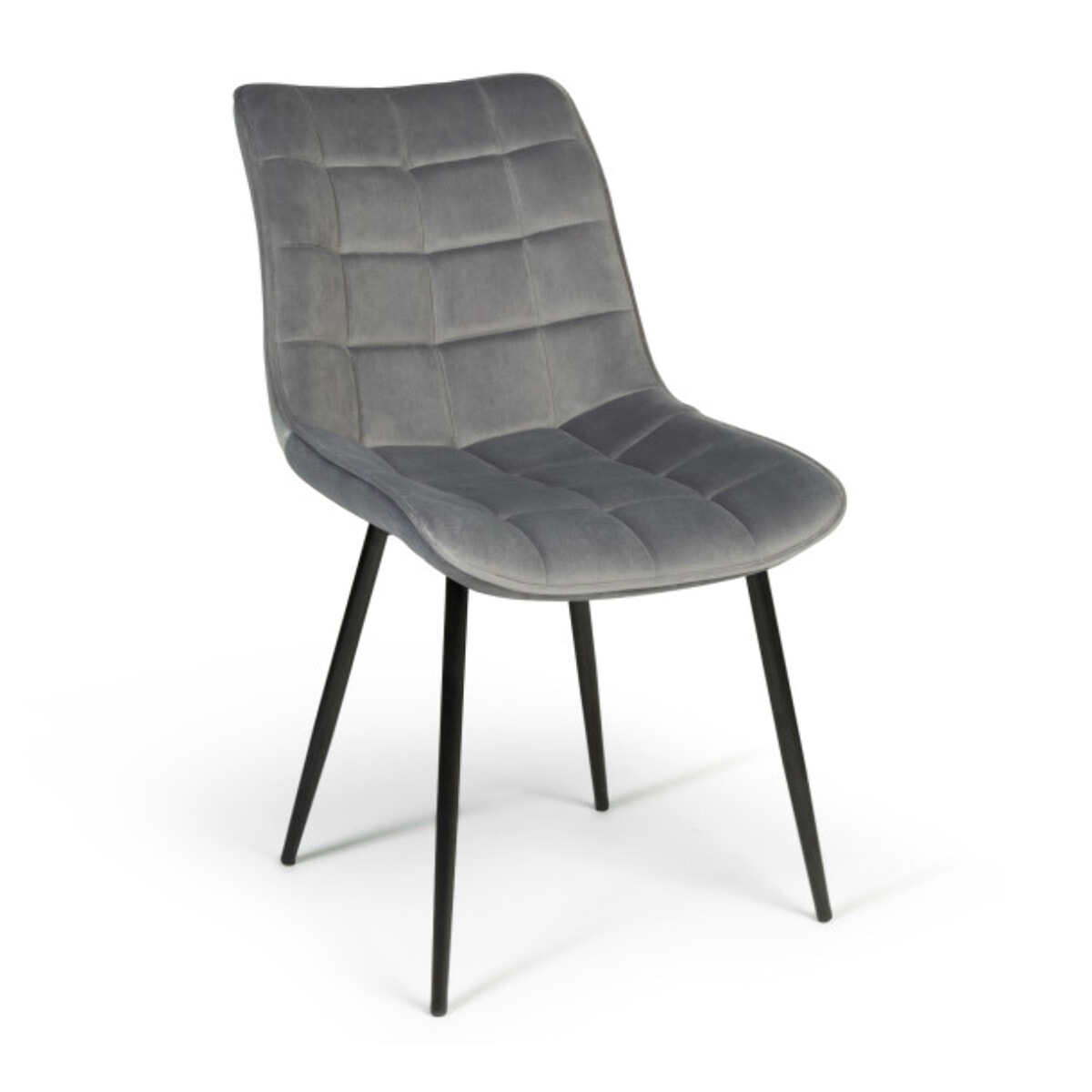 Chaises Melinda en velours - Gris clair - pieds noirs