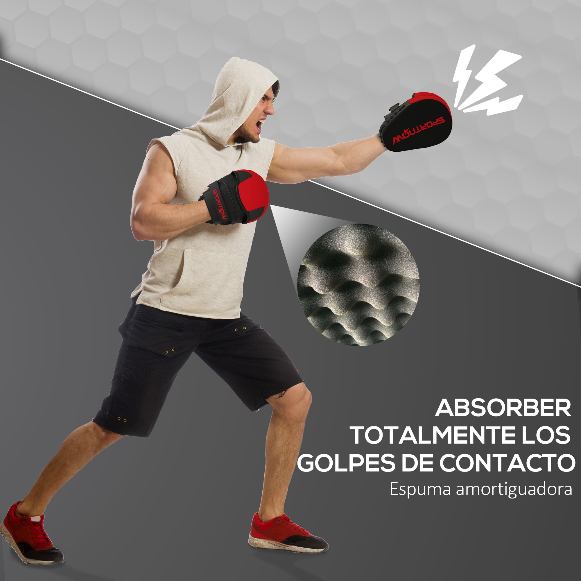 Manoplas de Boxeo Paos Muay Thai MMA Curvadas para Entrenamiento de Boxeo Boxing Karate Taekwondo Kickboxing Training Almohadilla para Sparring Artes Marciales Rojo