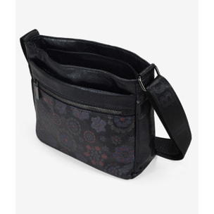 Bolso bandolera negro con estampado floral