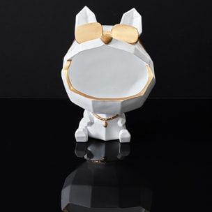 Sculpture Chien A Lunettes Blanc Vide Poche