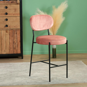 Lot de 2 tabourets de bar velours rose FLORENCE