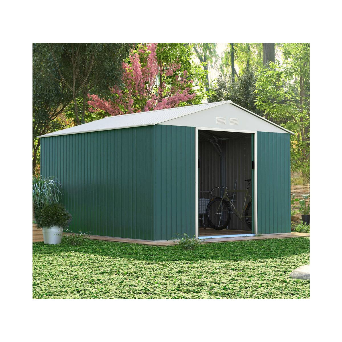 Abri de jardin métal "Rosas" - 10,85 m² - Vert