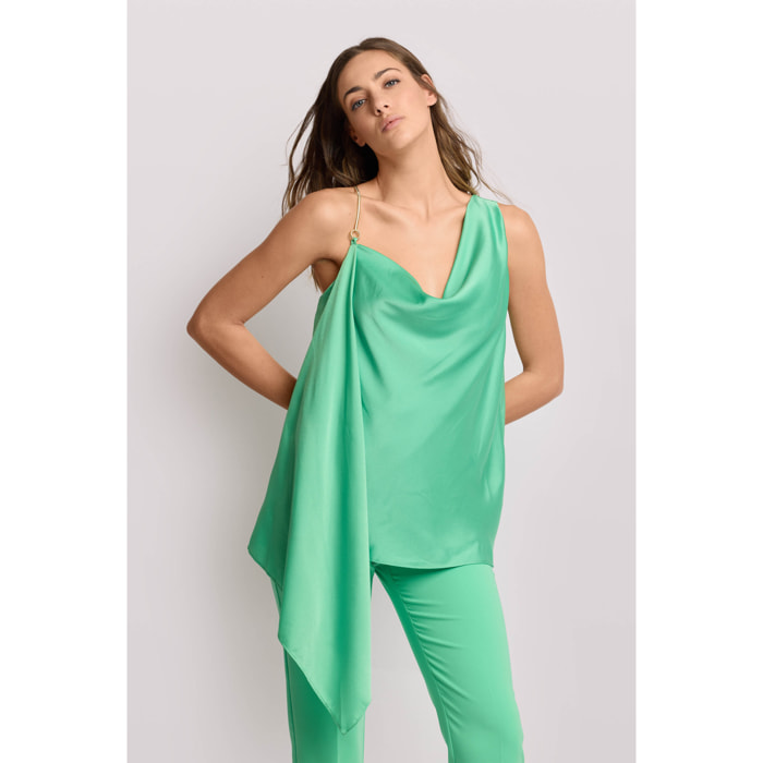 Kocca - Top elegante con spallina gioiello Donna, Tinta unita, Scollo ampio