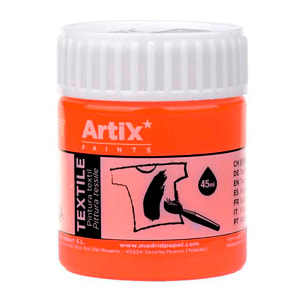 Pack 6 Uds. PINTURA TEXTIL NARANJA NEÓN 45 ml