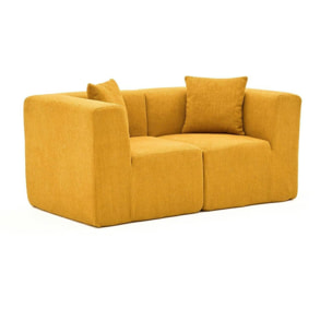 Canapé 2 places compact moutarde tissu chenille PLOVIA