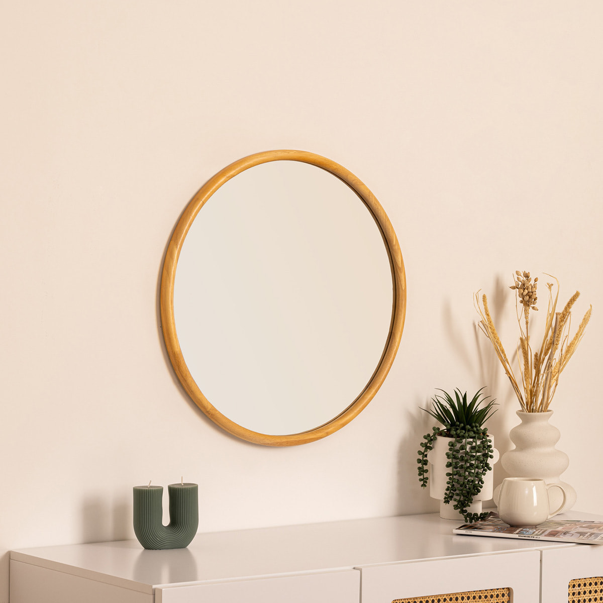 Miroir rond Kim bois D55cm