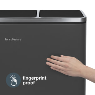 Les Collectors Nº990 – Papelera con pedal de 3 compartimentos, 54L, gris antracita