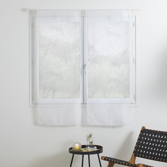 Lot de 2 voilages "Feuille" - motifs dévorés blanc 60x160 cm