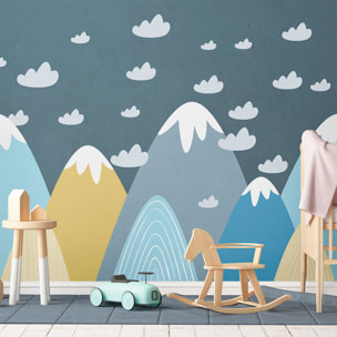 Stickers muraux enfants - Décoration chambre bébé - Autocollant Sticker mural géant enfant montagnes scandinaves BLANKA