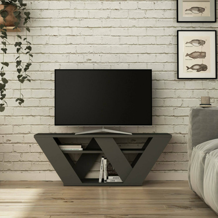 Mobile porta TV Dpellegr, Credenza da soggiorno, Armadio basso per TV, Base parete attrezzata, 110x30h40 cm, Antracite